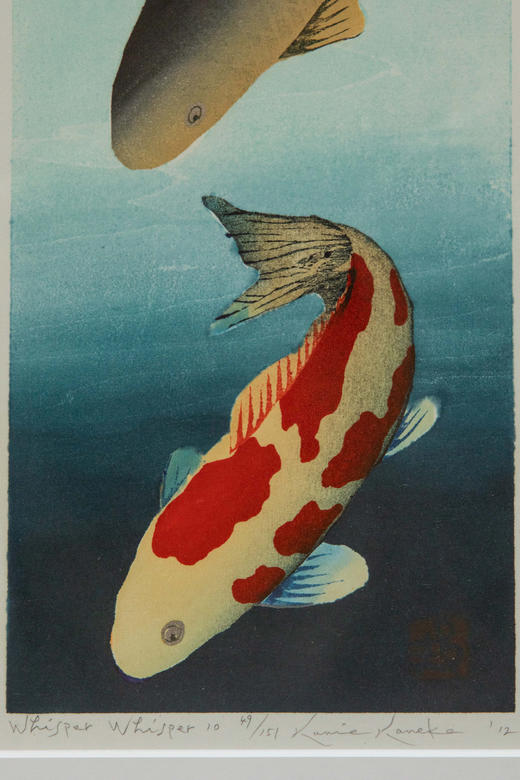 独角鹿西洋古董2012年日本当代艺术家Kunio Kaneko签名创作出品限量木刻版画作品「Whisper Whisper 10 低语·十」 商品图2