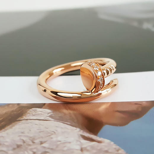 【95新】Cartier卡地亚钉子Juste un Clou系列B4094851 18K玫瑰金粗版首尾钻戒指51号中性款111025TB41 商品图1