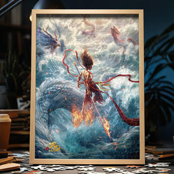 亿基美哪吒拼图1000片儿童益智平图玩具男女孩生日礼物官方正版哪吒闹海 商品图7