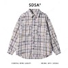 SDSA男士秋冬新款痞帅男装潮牌撞色格纹磨破泼墨翻领衬衫百搭宽松 商品缩略图0
