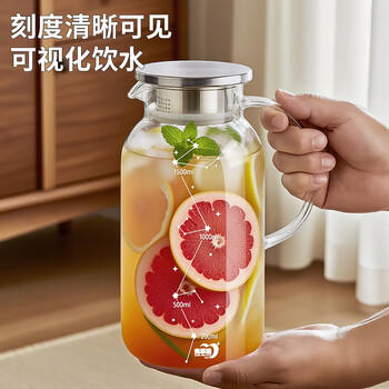 青苹果耐热玻璃水壶1.95升 围炉煮茶茶水分离冷水壶 大容量凉水壶  /厨具 /水具 /凉水壶/凉水壶套装 商品图0