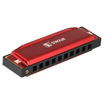 天鹅（SWAN） 10孔C调布鲁斯口琴儿童成人初学者教学推荐口琴中国红 商品图5