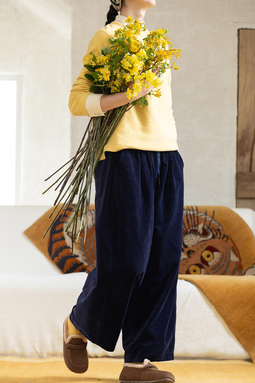 牧衣游原创 净色棉绒裤子女冬季新款保暖厚实百搭宽松休闲裤 琳课 商品图5