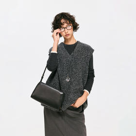 棉仓3671026006-【莫奈花园】美利奴全羊毛花纱V领针织马甲