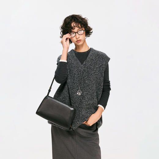 棉仓3671026006-【莫奈花园】美利奴全羊毛花纱V领针织马甲 商品图0