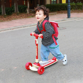 永久（FOREVER）儿童滑板车宝宝滑行车溜溜车小孩踏板车滑滑车闪光轮免安装番茄红 商品图3