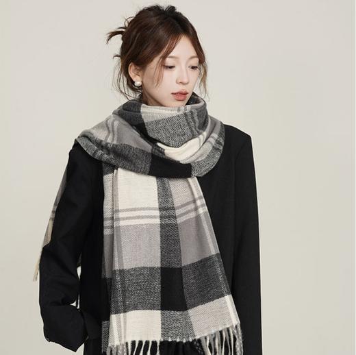 67-180CM【仿羊绒柔软保暖❗️时尚轻盈又亲肤】2025秋冬新款仿羊绒围巾女保暖加厚外搭披肩条纹格子简约围脖。hb 商品图3