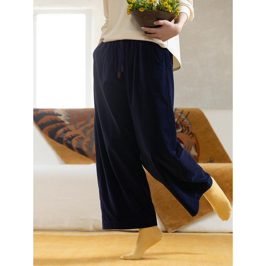 牧衣游原创 净色棉绒裤子女冬季新款保暖厚实百搭宽松休闲裤 琳课 商品图2