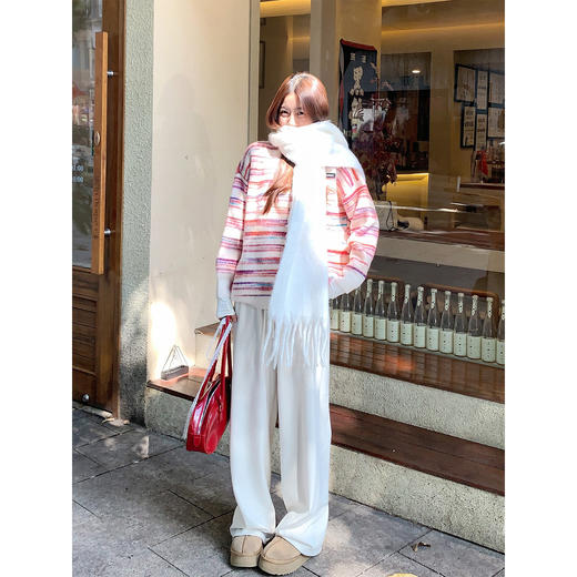 <曾小咸推荐>现货秒杀 ！微信超特价！韩系彩色撞色条纹毛衣 日常189.99 立减100 秒杀89.99！！ 商品图2