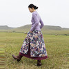 绽放700朵/亚麻棉复古印花双层半身长裙秋冬设计感舒适半身裙新款 商品缩略图3