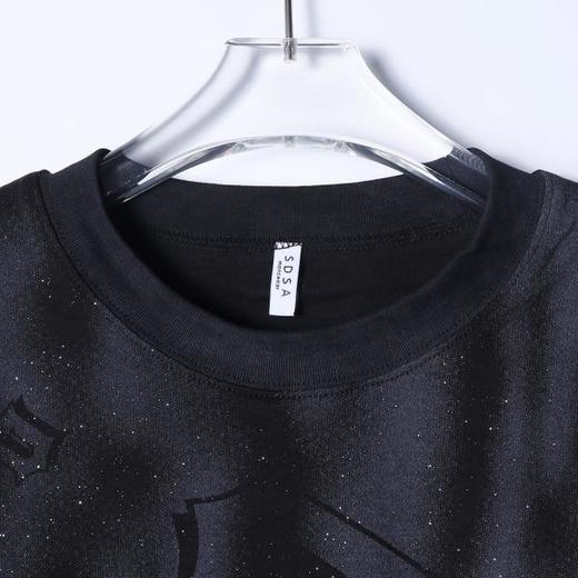 SDSA秋冬新款痞帅男装潮牌扎染满天星字母圆领假两件长袖T恤百搭 商品图2