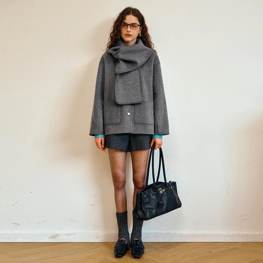 OLrain欧芮儿通勤气质奢暖双面呢外套女秋季2025新款时尚羊毛大衣 商品图2