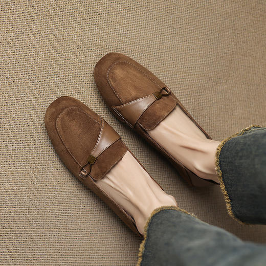 【预售5天】乐福鞋女中跟复古圆头，单鞋粗跟拼接小皮鞋JBL&JB25-165 商品图2