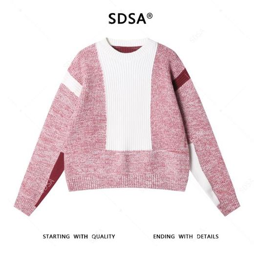 29173SDSA男士秋冬新款痞帅男装潮牌简约拼色圆领毛衣百搭时尚针织衫 商品图1