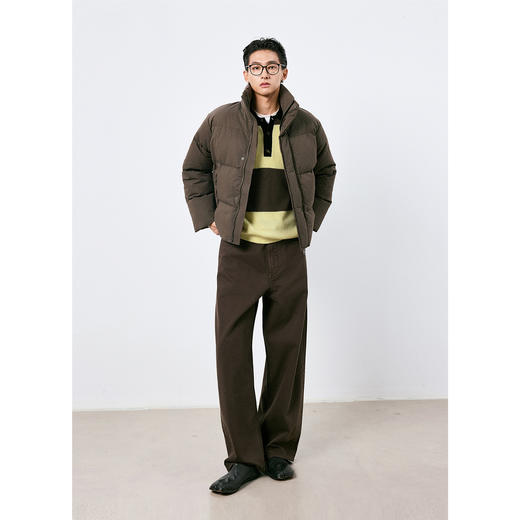 棉仓3671026003-【微醺时刻】条纹polo领毛衣男秋季宽松落肩羊毛衫 商品图3