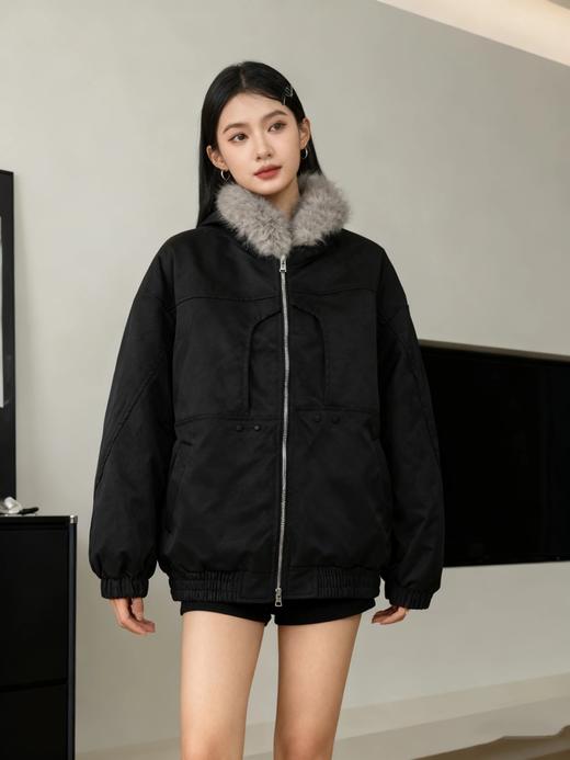 【毛领柔滑密实 保暖堪比羽绒服 宽松版型】Schenvega情侣款仿水貂毛领派克服棉服（E72-SG-552） 商品图11