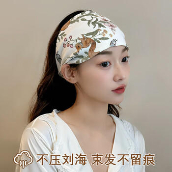 婧麒（JOYNCLEON）月子帽夏薄纯棉囟门发带孕产妇头巾防风产后发带 森林 Jym185166 商品图3