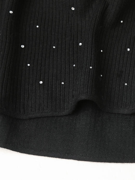 黑色圆领满天星烫钻针织衫 秋冬温柔风显瘦长袖内搭外穿毛衣上衣 商品图4