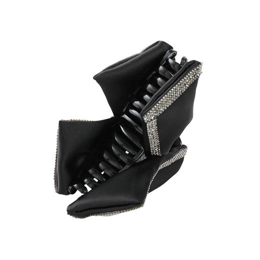 三彩2025新款优雅系轻奢水钻带抓发夹黑色缎感通勤约会头饰精致女 商品图3