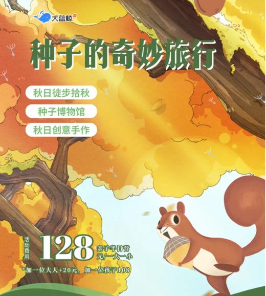 大蓝鲸爱研学|【亲子半日营】亲子趣玩，走进秋日的大自然，跟着种子去旅行，捡秋拾秋，一起探究种子的一生！ 商品图0