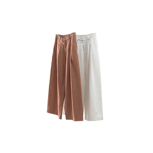 特绽放707朵/热牛奶与红丝绒·棉麻加厚宽松显瘦阔长腿裤女休闲裤 商品图4