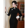 【花鸟词】改良优雅气质高级感，显瘦修身黑色旗袍LSB3999 商品缩略图2