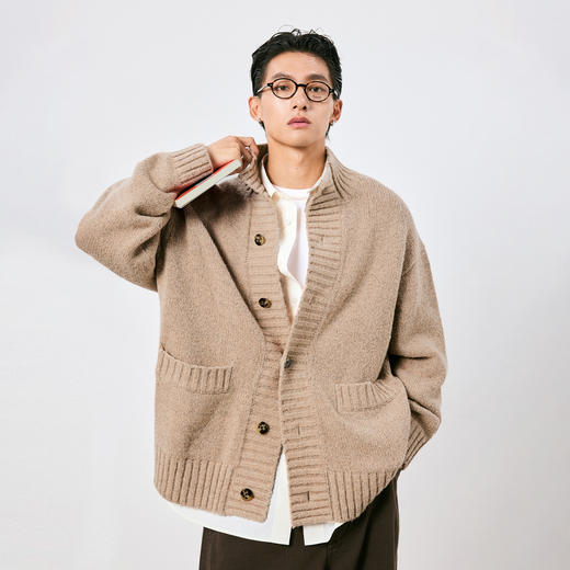 棉仓3671026004-【塞纳河畔】花纱针织大开衫含羊毛宽松松弛毛衣外套 商品图2