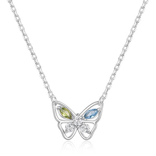 卡蒂罗KADER 蝴蝶精灵项链  925银镶嵌彩锆轻奢小众高级感镂空蝴蝶设计百搭锁骨链 纪念日告白可调节闺蜜女友 商品图0