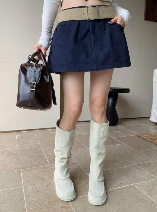 1022-2 香奶奶牛反绒平底长靴骑士靴 商品图3