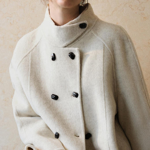 OLrain欧芮儿2025新款女冬季设计感两穿翻领双面呢子外套羊毛大衣 商品图1
