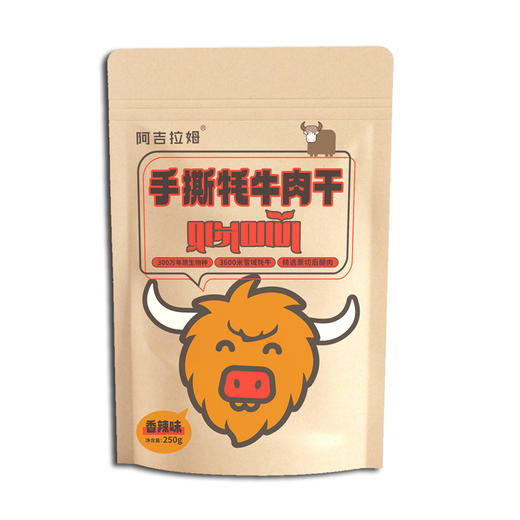 阿吉拉姆 手撕牦牛肉干（麻辣味、五香味）剔除筋膜 告别嚼不动 250G/包 商品图1