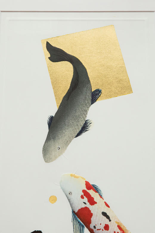 独角鹿西洋古董2023年日本当代艺术家Kunio Kaneko签名创作出品限量木刻版画作品「Love Koi 2 恋·鲤二」 商品图1