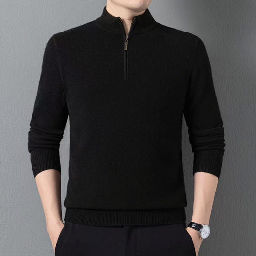 BWA10525 男士半拉链纯羊绒羊毛衫 商品图2