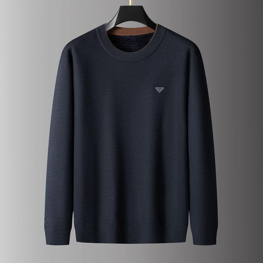 【加绒】【DPS】大依优型大码男装圆领针织打底衫绵羊毛加绒卫衣休闲百搭加肥加大码 商品图2