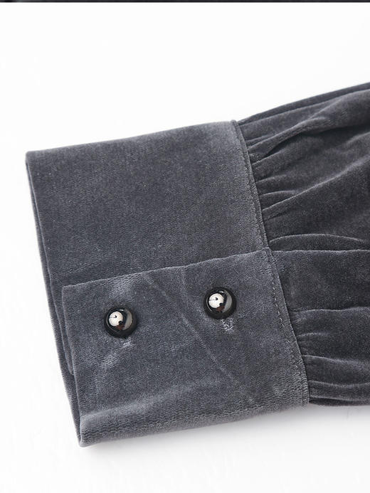 复古优雅方领褶皱收腰丝绒长裙 秋冬高级感长袖显瘦中长款连衣裙 商品图3