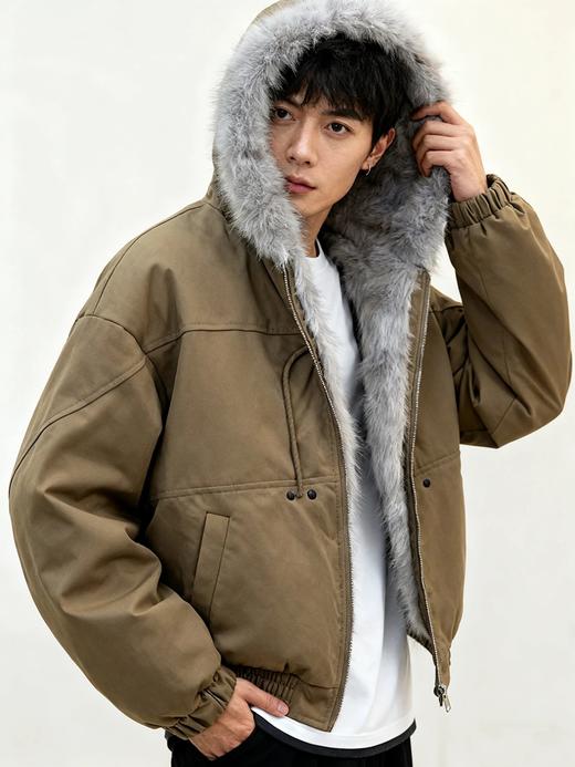 【毛领柔滑密实 保暖堪比羽绒服 宽松版型】Schenvega情侣款仿水貂毛领派克服棉服（E72-SG-552） 商品图6