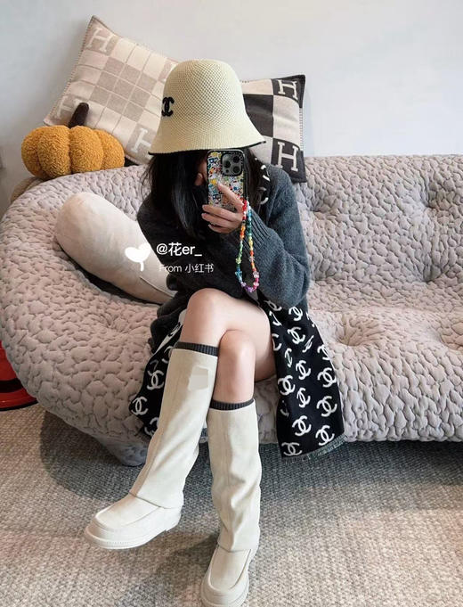 1022-2 香奶奶牛反绒平底长靴骑士靴 商品图6