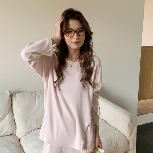 森岛秋冬海藻纤维加厚睡衣 防螨润肤纯色保暖家居服 商品图3