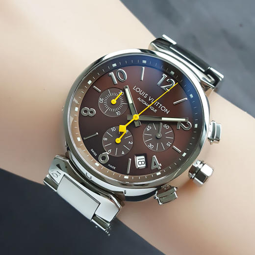【95新】LOUIS VUITTON 路易威登Q11215自动机械机芯日期显示、计时TAMBOUR系列41.5MM（男款）精钢131025NJS08 商品图9