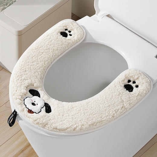 即装即用【柔软亲肤！不易掉毛】自带提手，提拉方便，马桶垫冬季套垫圈可水洗粘贴马桶垫四季通用U型加绒加厚马桶坐垫。rc 商品图2