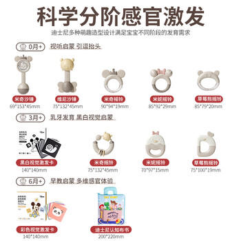 迪士尼新生儿礼盒婴儿玩具见面礼布书摇铃礼物高档宝宝满月礼周岁礼物 商品图1