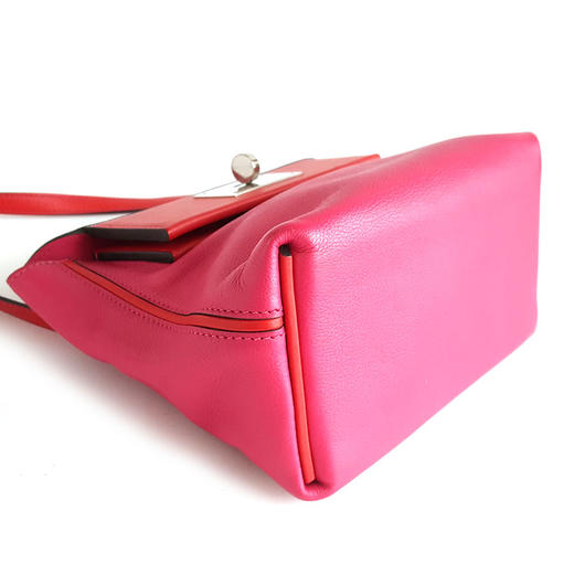 【95新】HERMES爱马仕2424系列迷你号Y刻粉拼红银扣2424手提单肩包女士171025NJS05 商品图6