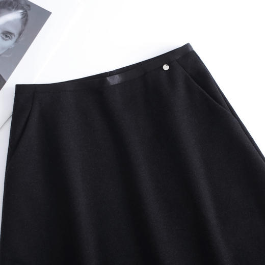 QYM M273-Y羊毛A字长裙时尚毛呢半身裙百褶高腰毛呢裙 商品图3