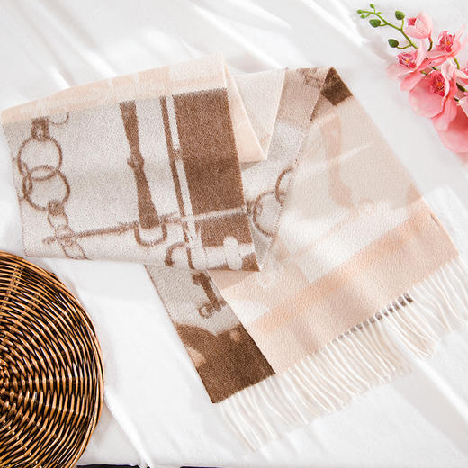 鑫缘 双面色织羊绒围巾 GD0030 商品图11