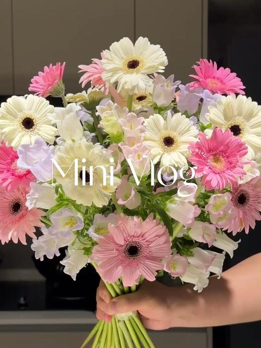 【白日梦想家】浅紫色风铃或粉色风铃1扎约4-5支+白色非洲菊5支+蜜糖粉非洲菊7支/份 商品图2