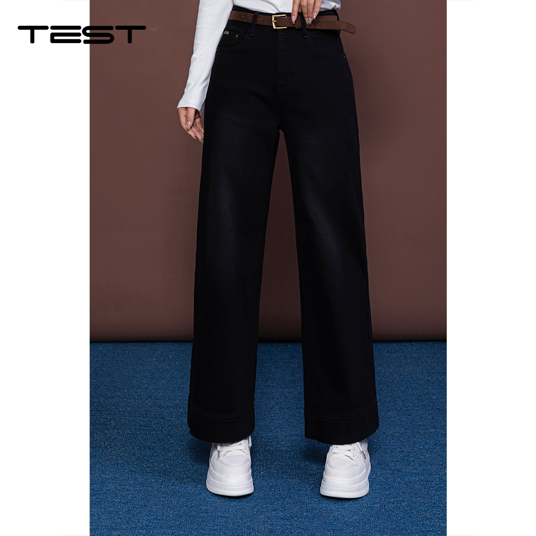 冬上新轻松打造摩登高级感九分版型利落阔腿牛仔裤3254030