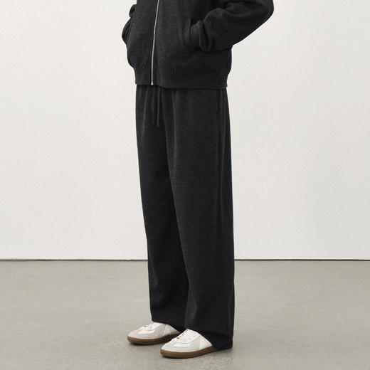 714street仿羊绒毛呢垂感卫裤2025秋冬休闲裤松弛感老钱风裤子男 商品图0