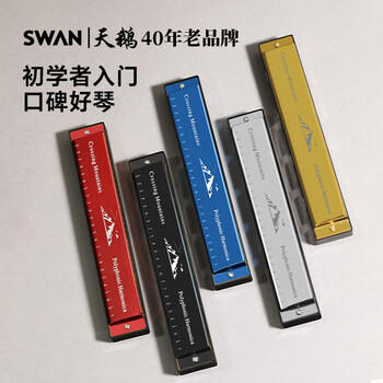 天鹅（SWAN）24孔复音口琴初学者入门学生专业演奏教学推荐口琴C调黑色 商品图2