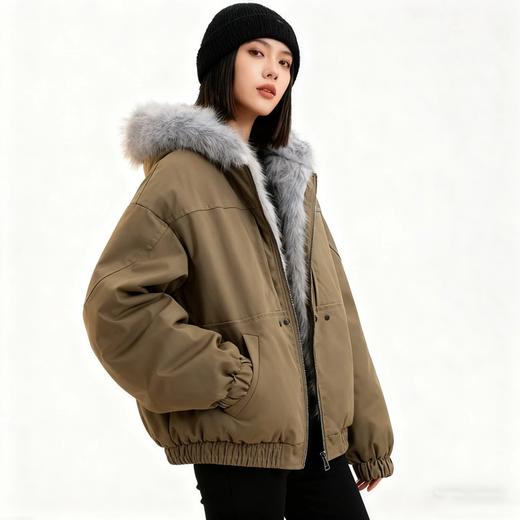 【毛领柔滑密实 保暖堪比羽绒服 宽松版型】Schenvega情侣款仿水貂毛领派克服棉服（E72-SG-552） 商品图7