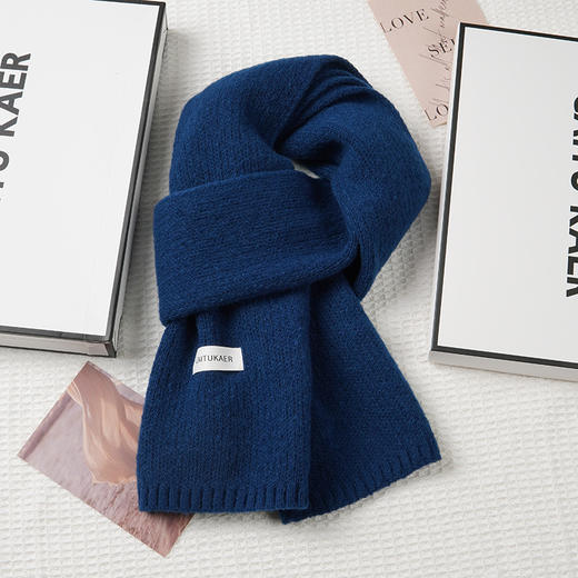 轻奢礼盒装 秋冬保暖围巾 冬季纯色针织时尚百搭款新款毛线围脖 商品图10